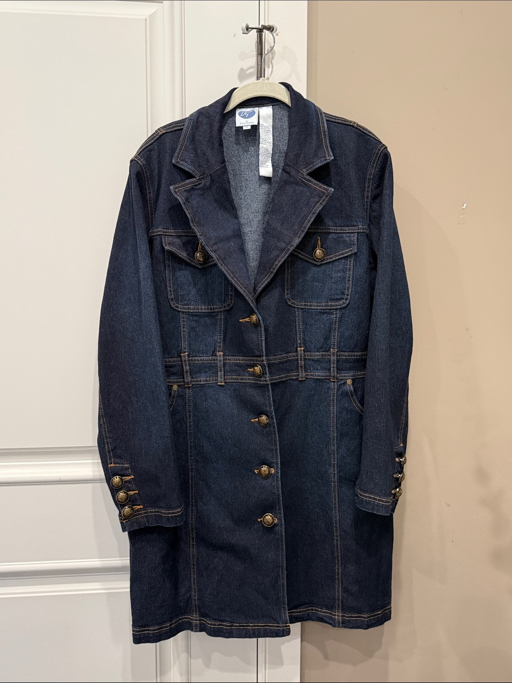 NWOT - DG2 by Diane Gilman Dark Blue Denim Long Blazer